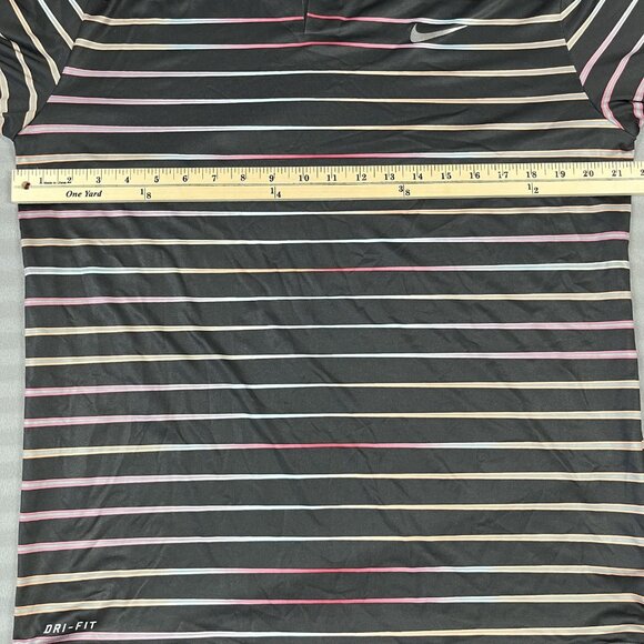 Nike Tiger Woods Collection Polo Shirt Mens Medium Black Striped Dri-FIT Golf - Picture 8 of 9